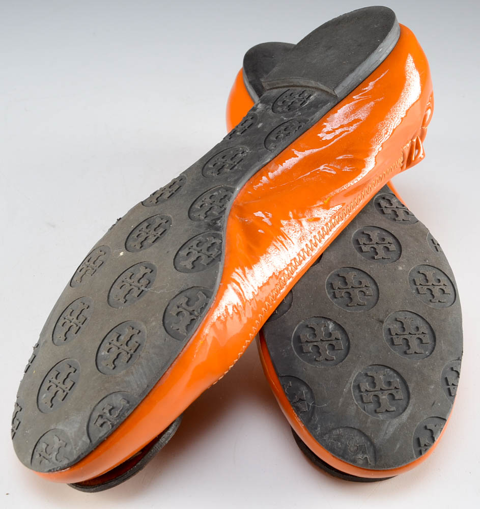 Tory Burch Orange Patent Leather Flats