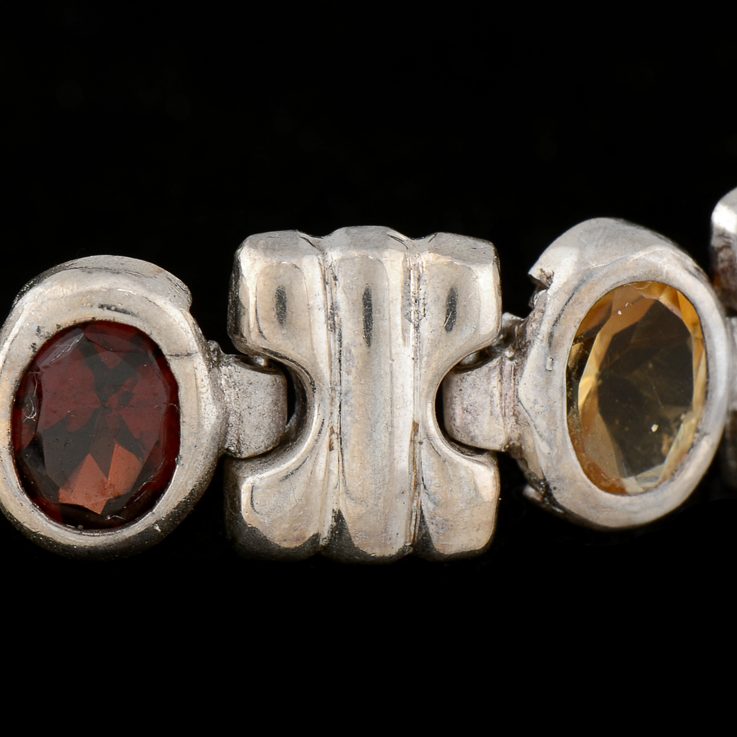 Sterling Silver Multi-Colored Stone Link Bracelet