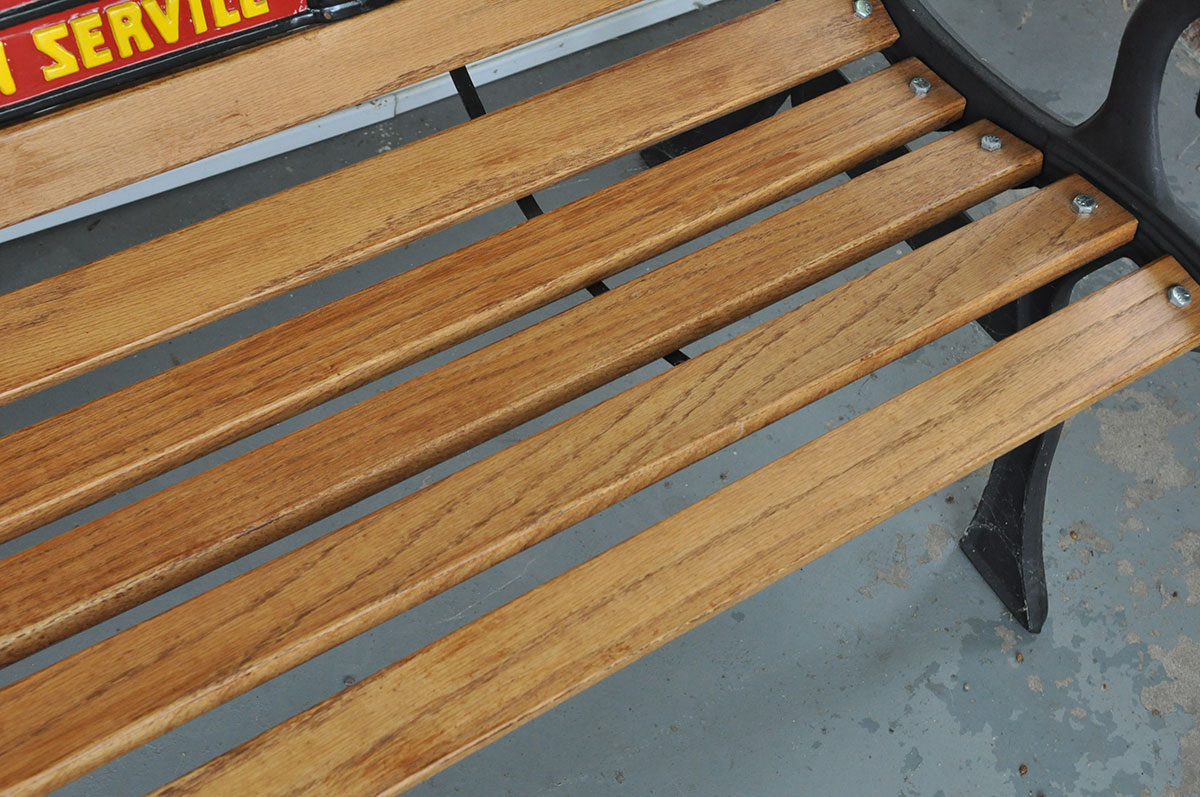 Reproduction Oak and Cast Iron Coca-Cola Bench