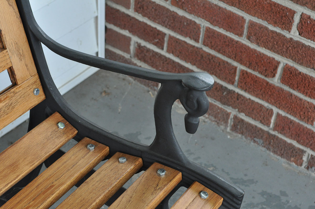 Reproduction Oak and Cast Iron Coca-Cola Bench
