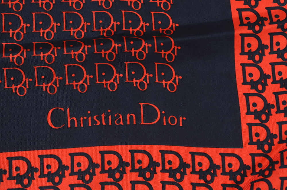1970s Vintage Christian Dior Echarpes Printed Silk Scarf