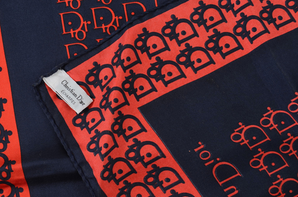 1970s Vintage Christian Dior Echarpes Printed Silk Scarf