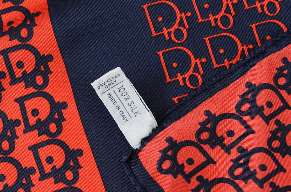 1970s Vintage Christian Dior Echarpes Printed Silk Scarf