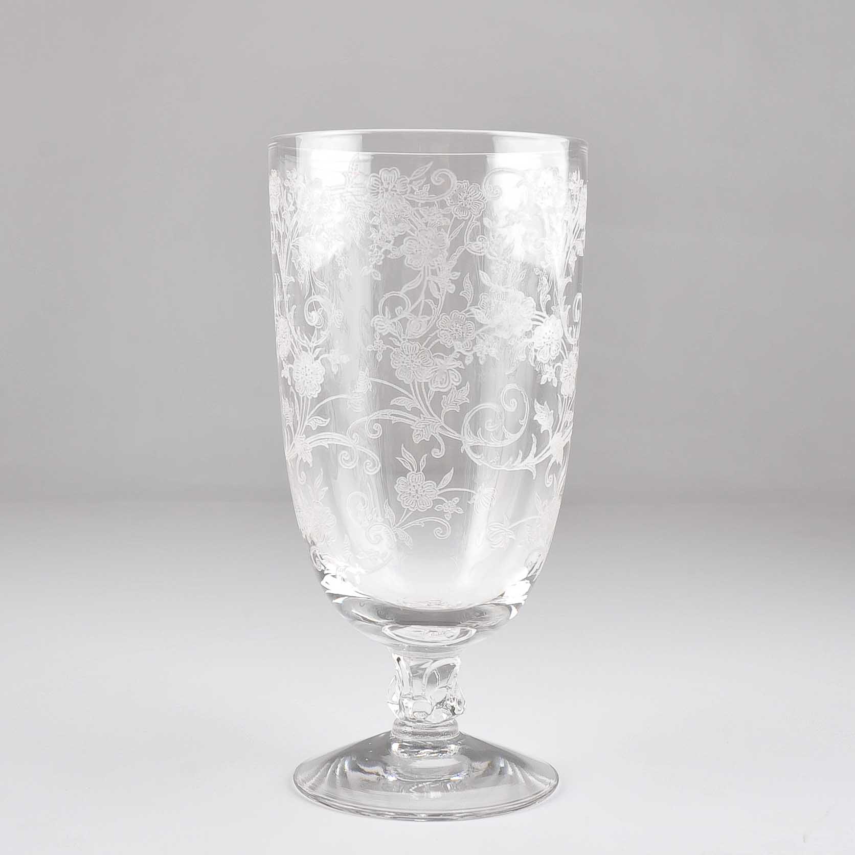 Set of Eight Vintage Etched Crystal Water Glasses