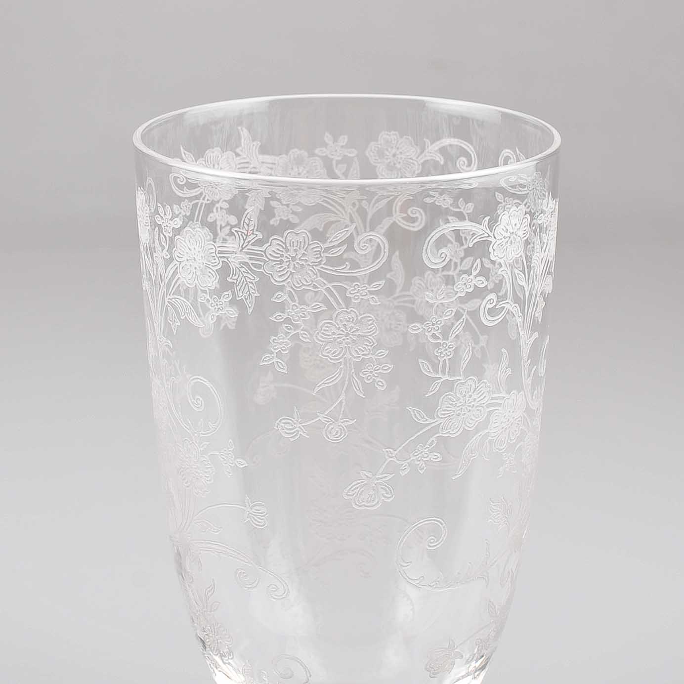 Set of Eight Vintage Etched Crystal Water Glasses