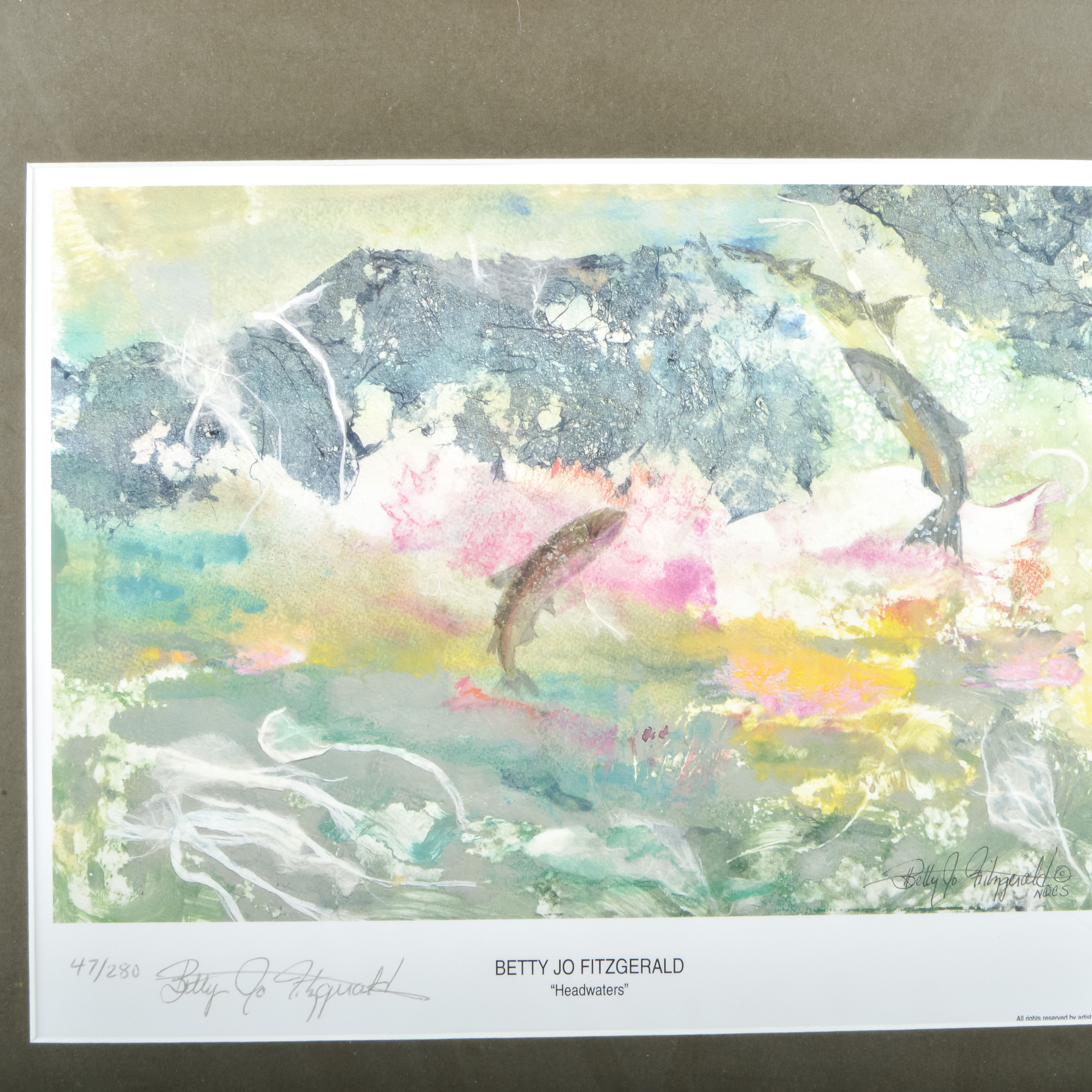 Framed Signed Offset Lithograph "Headwaters" by Betty Jo Fitzgerald