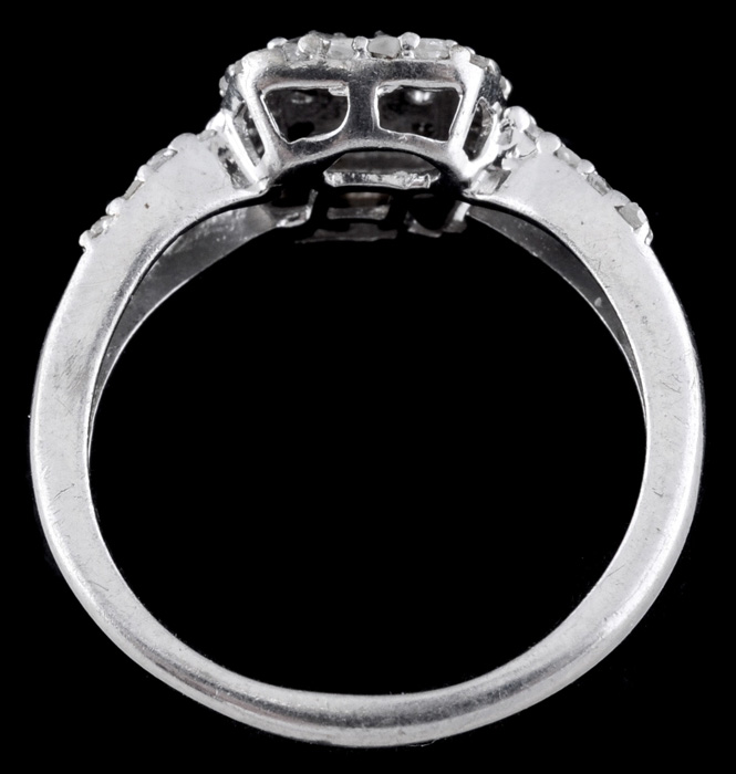 Sterling Silver, Diamond and Black Moissanite Ring