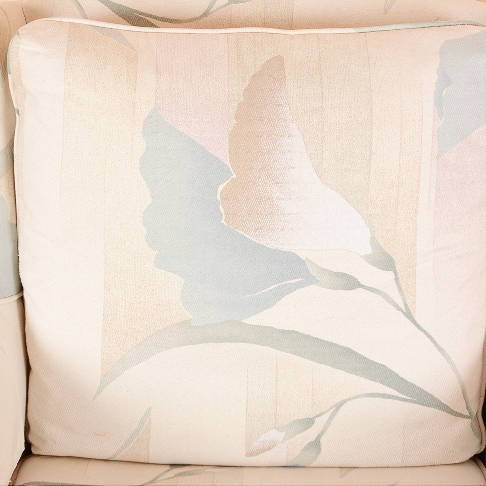 Vintage Gray and Peach Floral Club Chair