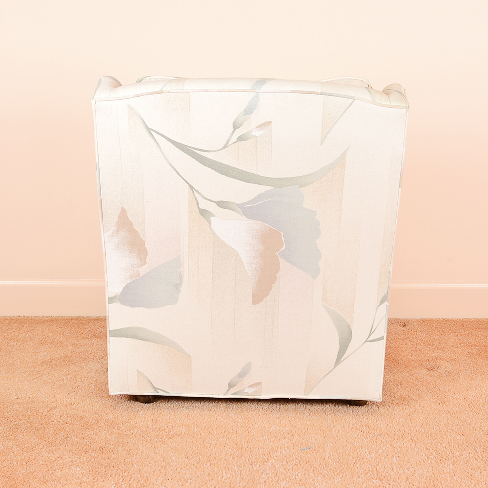 Vintage Gray and Peach Floral Club Chair