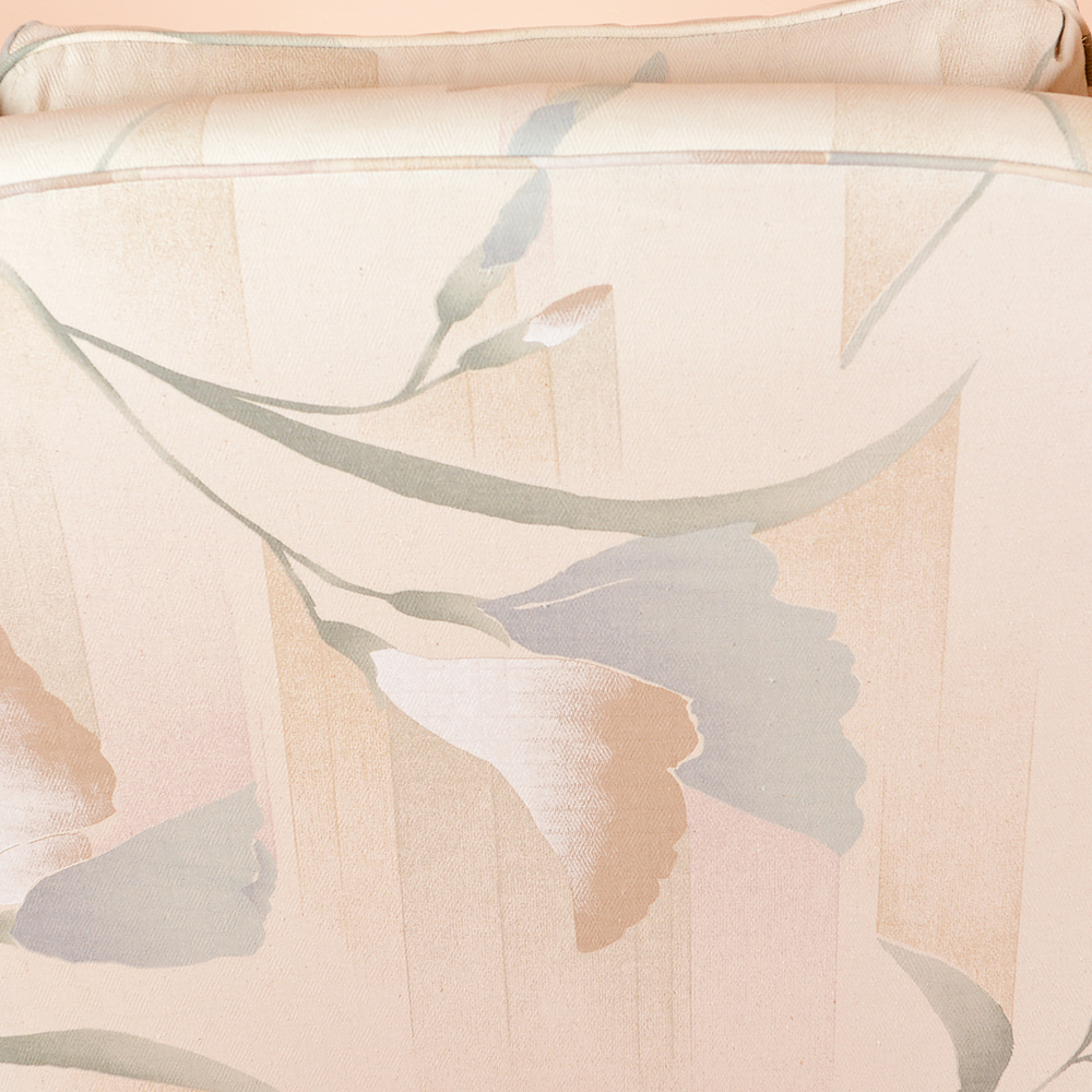 Vintage Gray and Peach Floral Club Chair