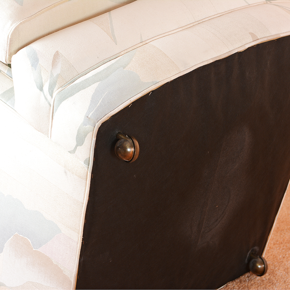 Vintage Gray and Peach Floral Club Chair