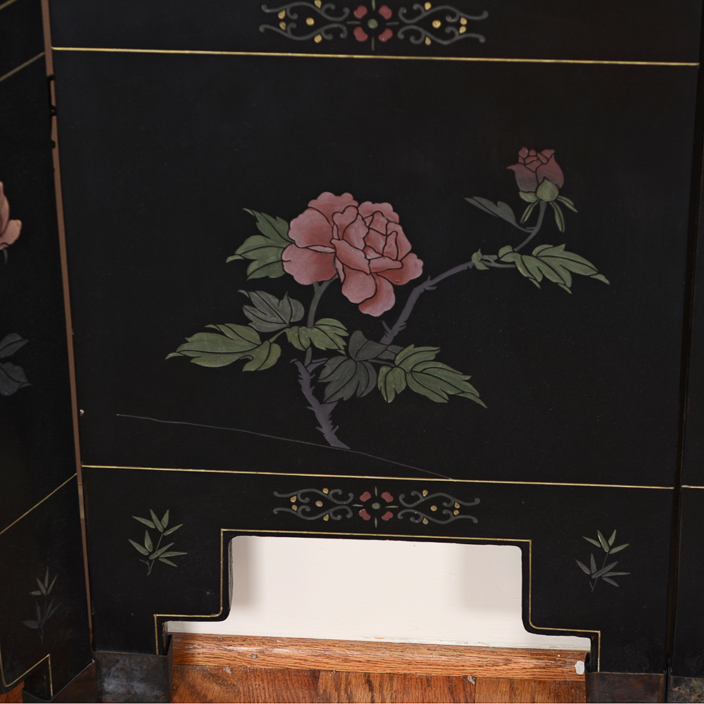 Black Lacquer Six Paneled Room Divider