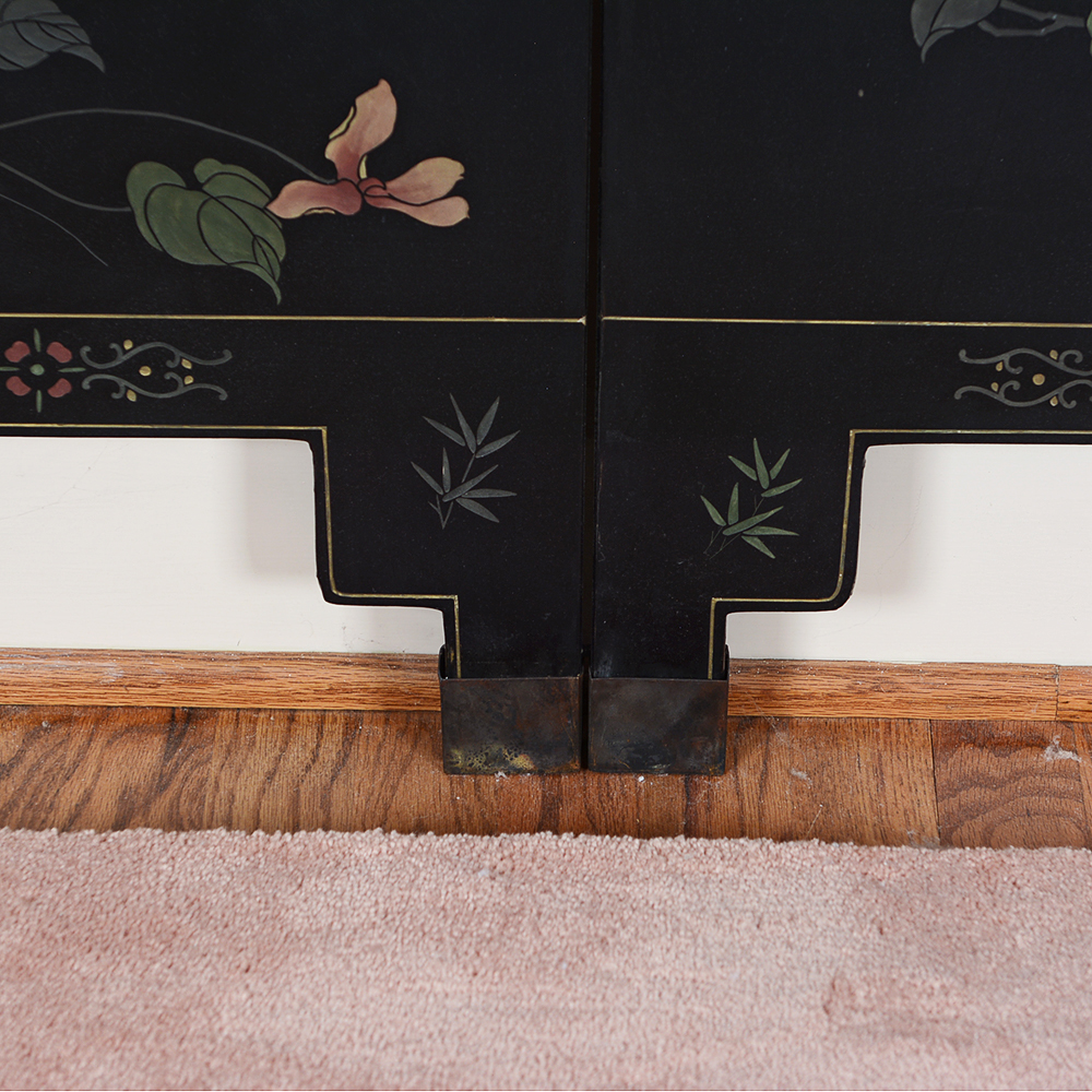 Black Lacquer Six Paneled Room Divider