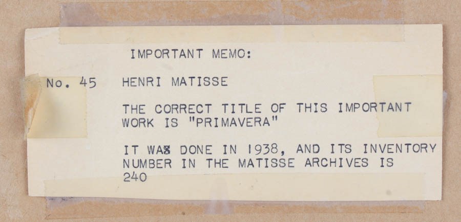 Henri Matisse Limited Edition Linoleum Relief "Primavera"