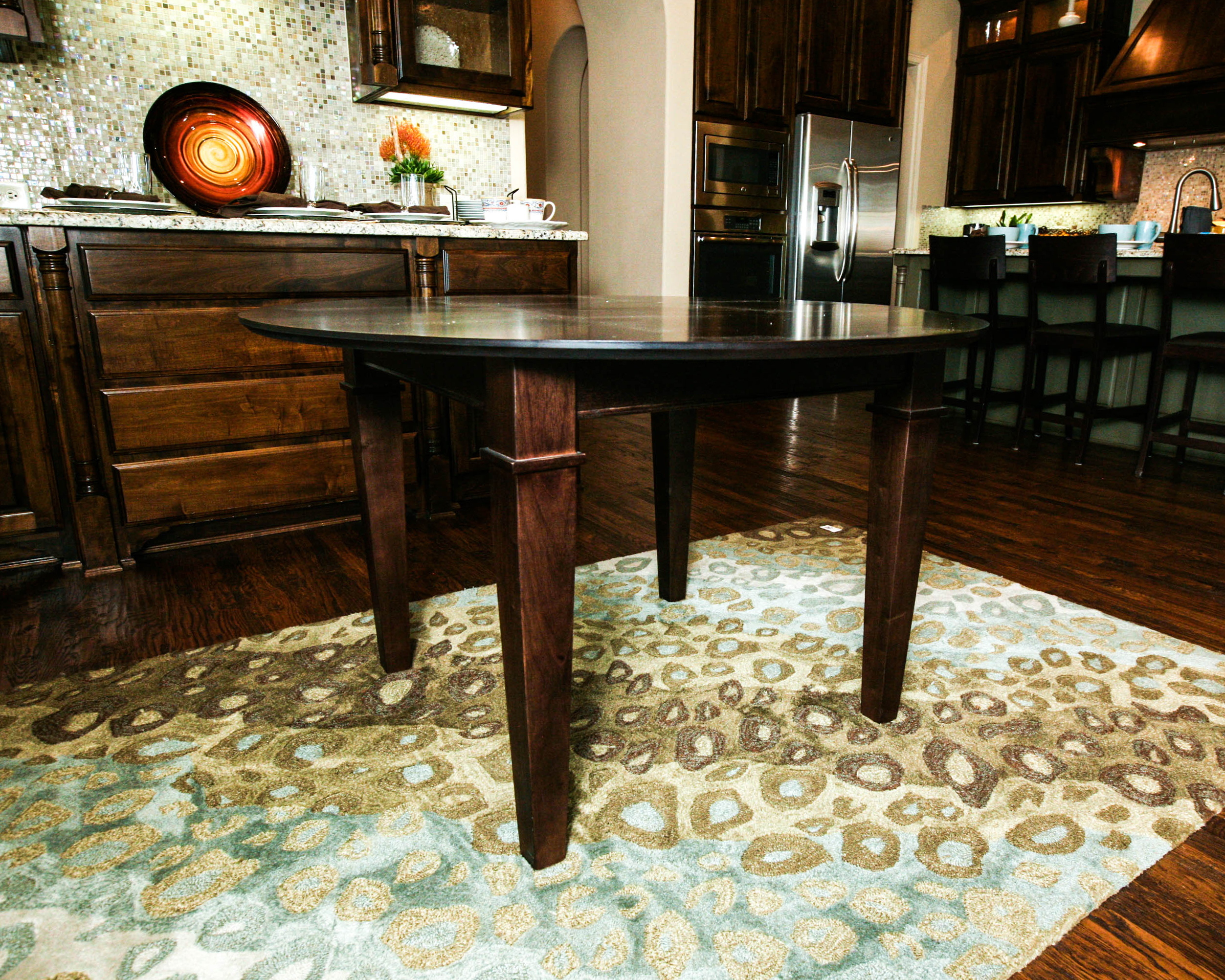 Dark Stained Wood Dining Table