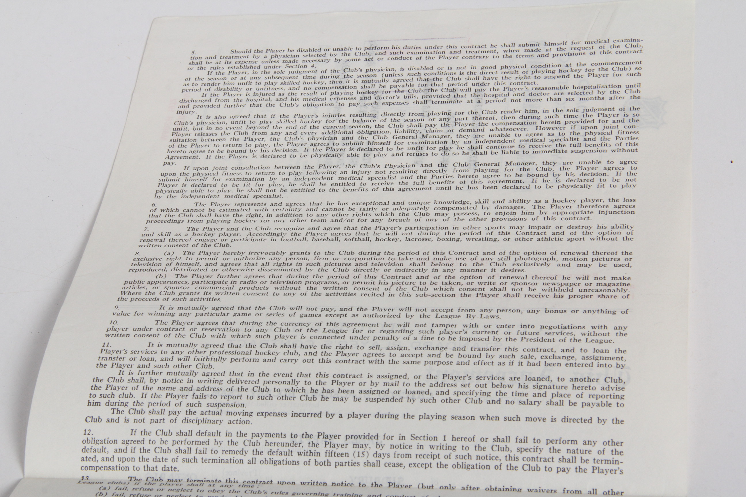 Original 1972 James Pappin NHL Player Contract