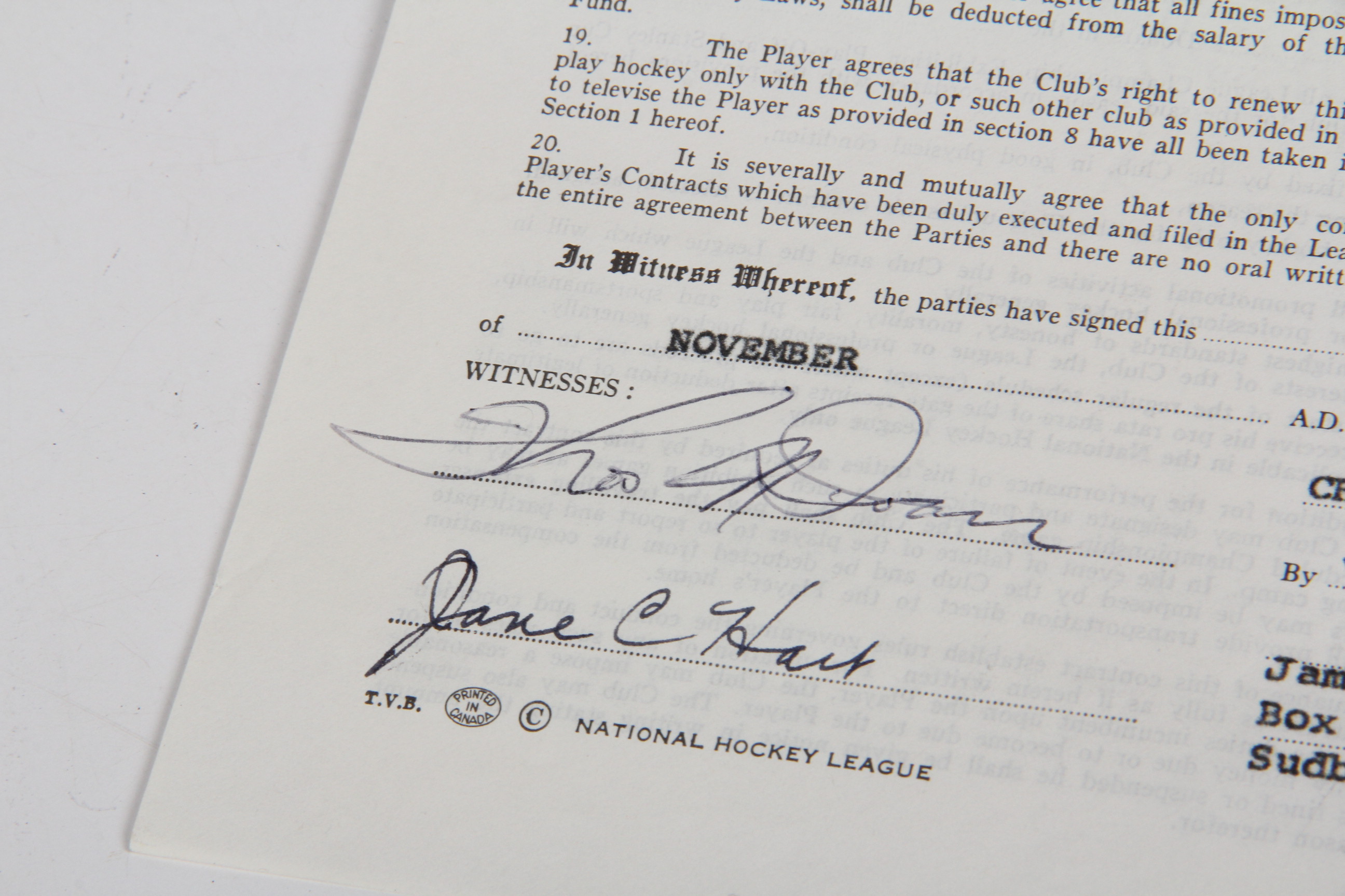 Original 1972 James Pappin NHL Player Contract