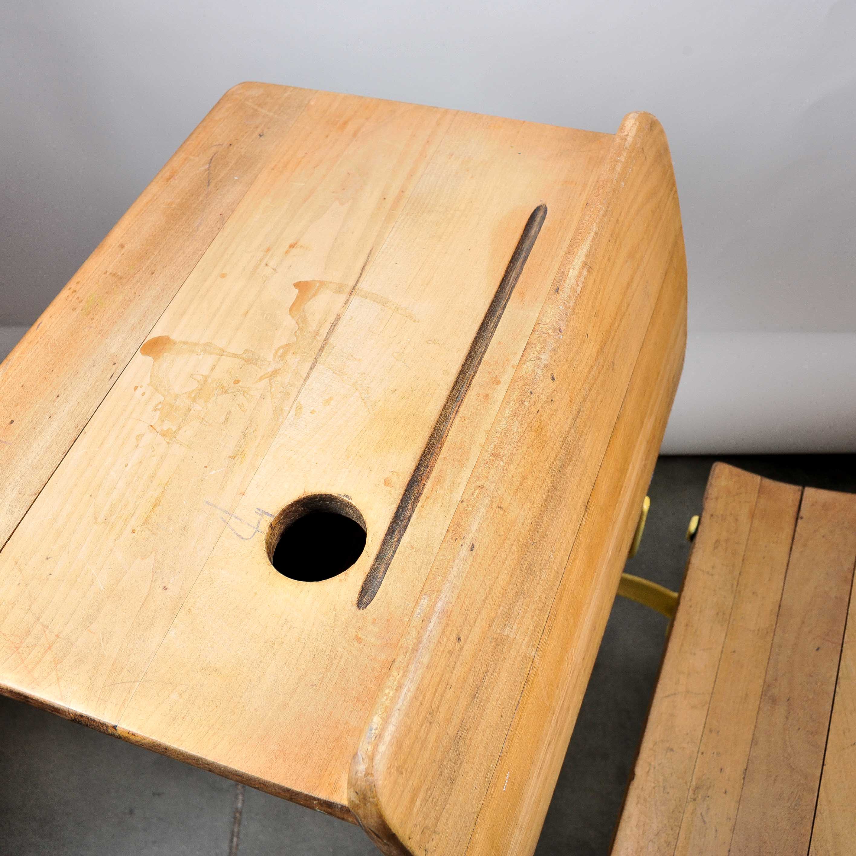 Antique Cast Iron and Wood School Desk