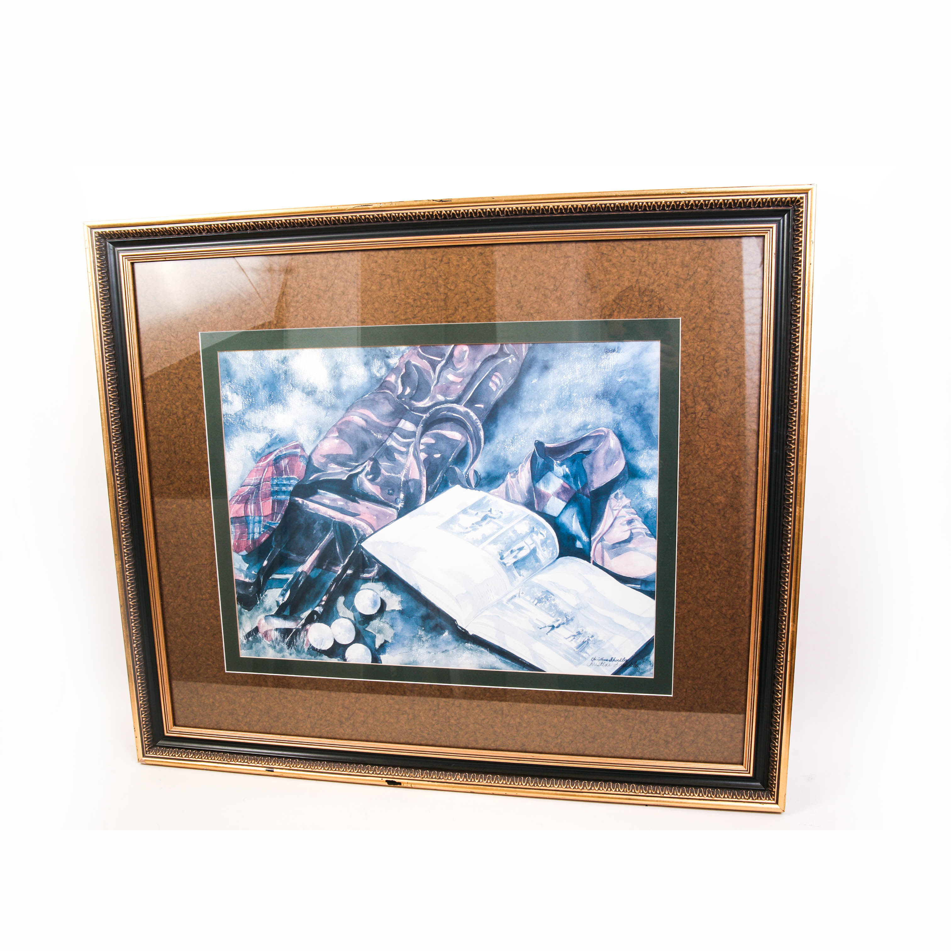 Framed and Signed Golf Print by Christine Shockley