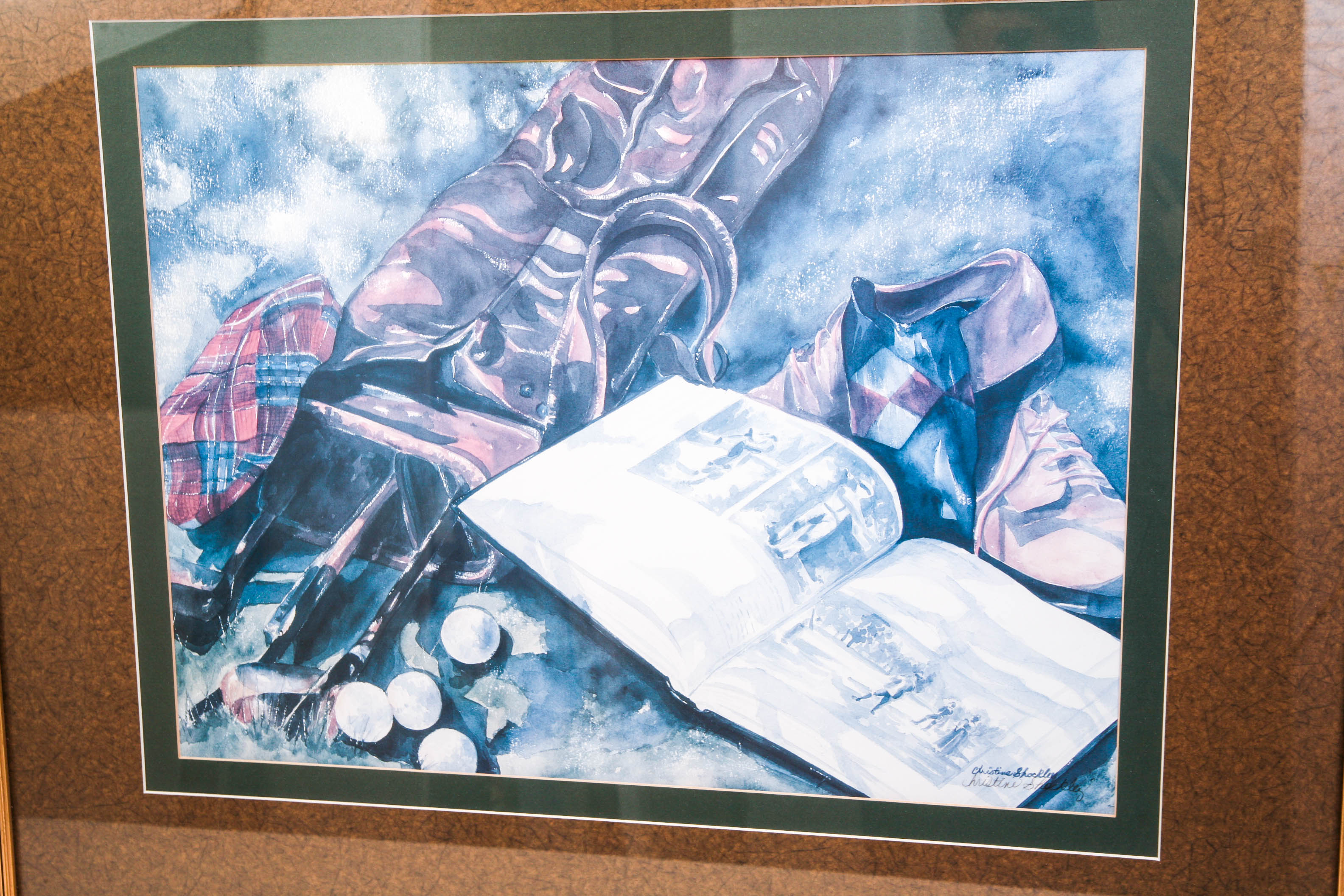 Framed and Signed Golf Print by Christine Shockley