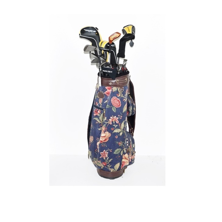 Golf Bag with Assortment of Left Handed Clubs by Ping, MacGregor and Taylor Made
