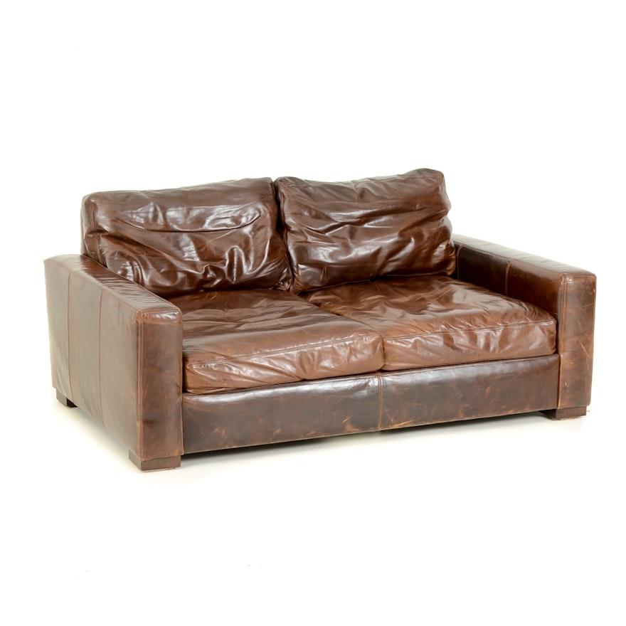 Restoration Hardware "Maxwell" Leather Sofa