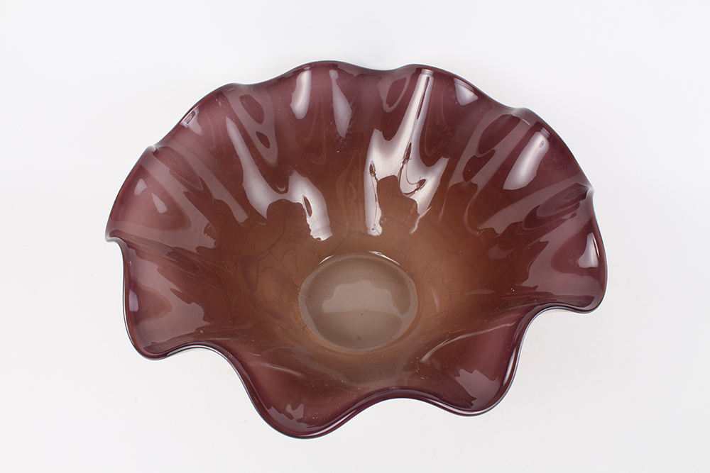 Hand Blown Scalloped Art Glass Bowl