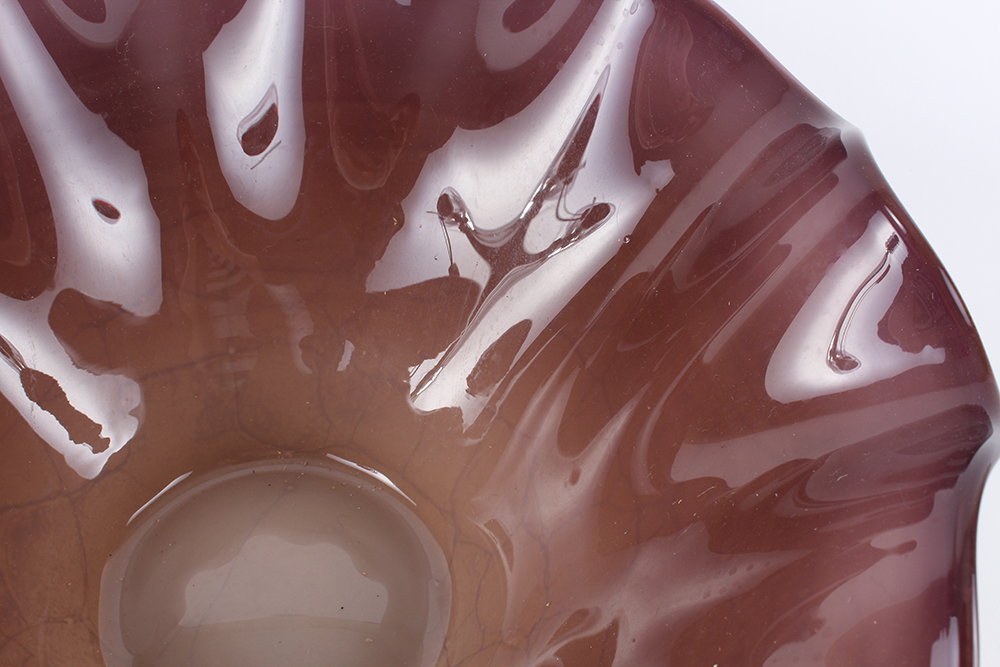 Hand Blown Scalloped Art Glass Bowl