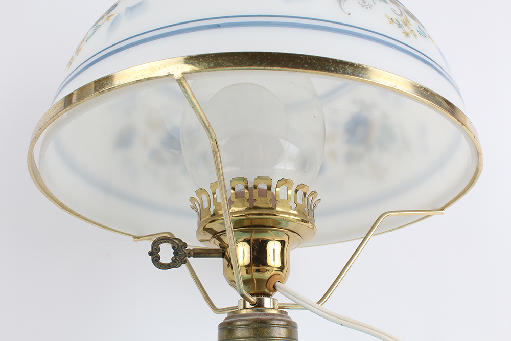 Blue Pressed Glass Hurricane Lamps