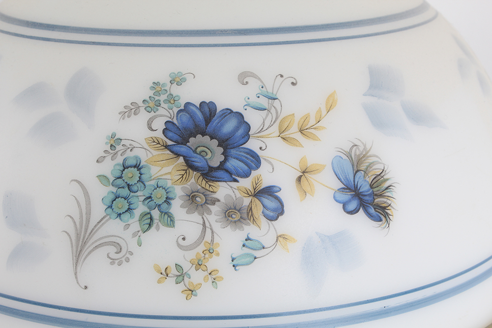 Blue Pressed Glass Hurricane Lamps