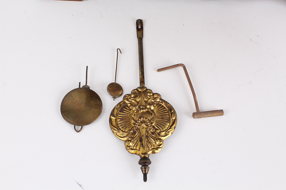 Early 20th Century Oak Mantel Clock With Incised Facade