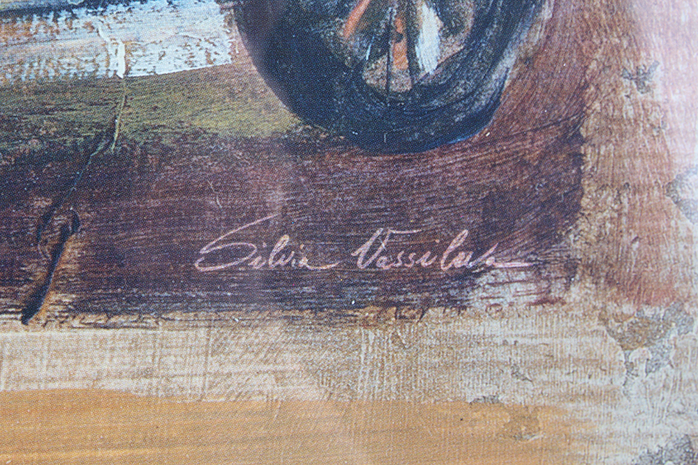 Pair of Framed Silvia Vassileva Vintage Car Offset Lithographs