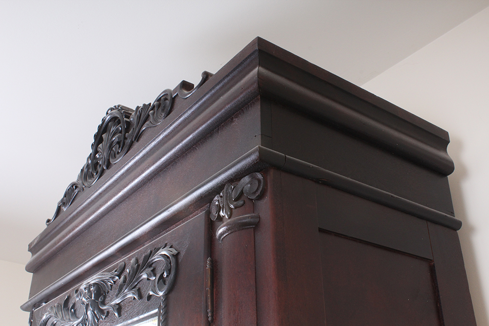 Antique Mahogany Finished Mirror Front Wardrobe