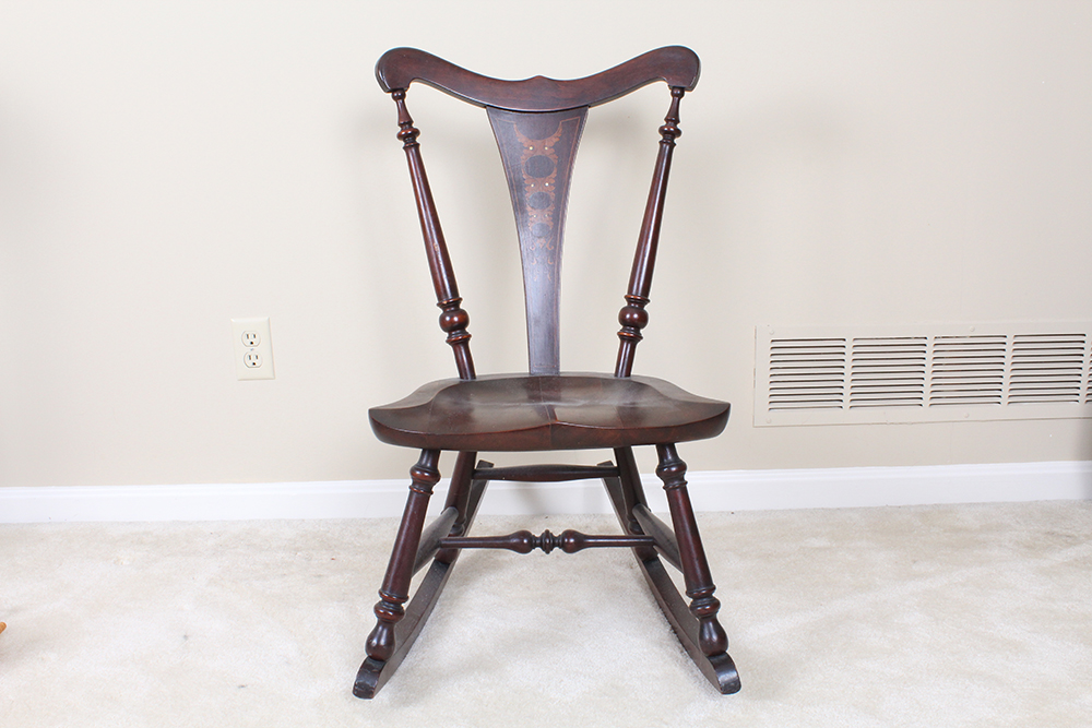 Semi-Antique Child's Rocking Chair with Mahogany Finish