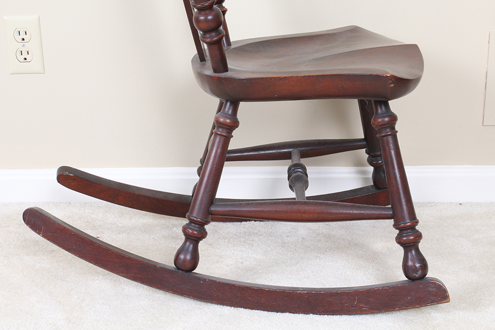 Semi-Antique Child's Rocking Chair with Mahogany Finish
