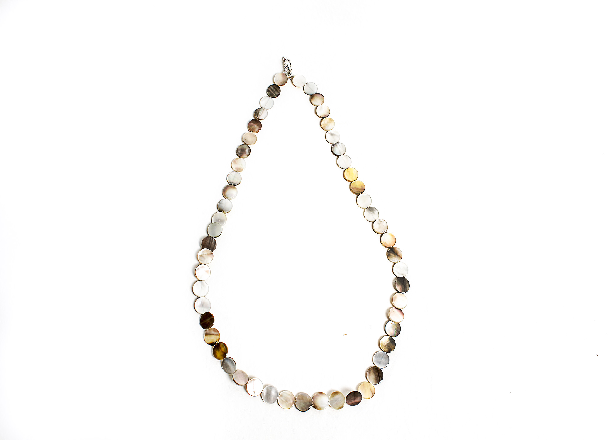 Mother of Pearl Flat Disc Necklace