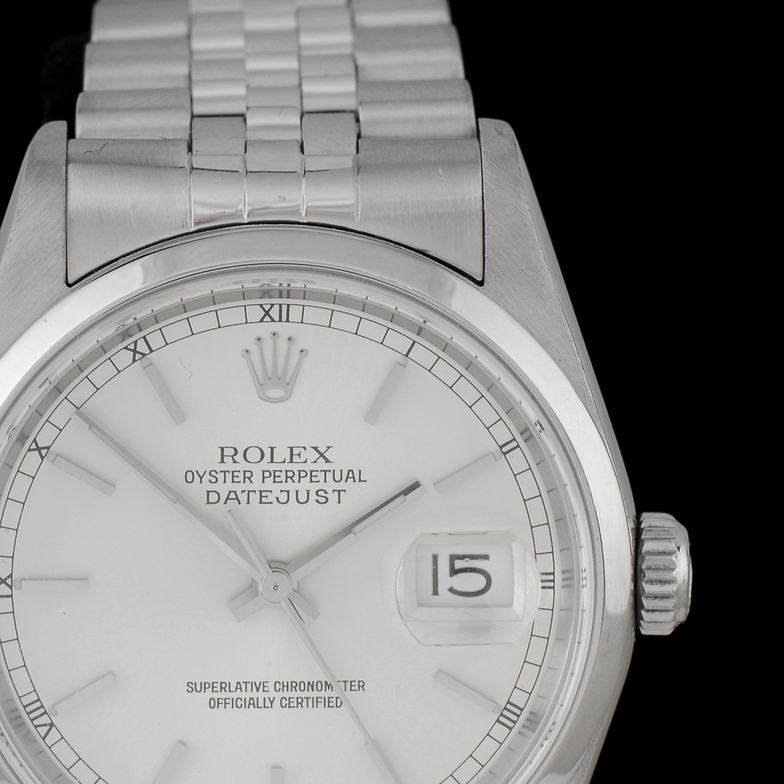 Men's Rolex Datejust Stainless Steel 16200 36mm Silver Index Jubilee Watch
