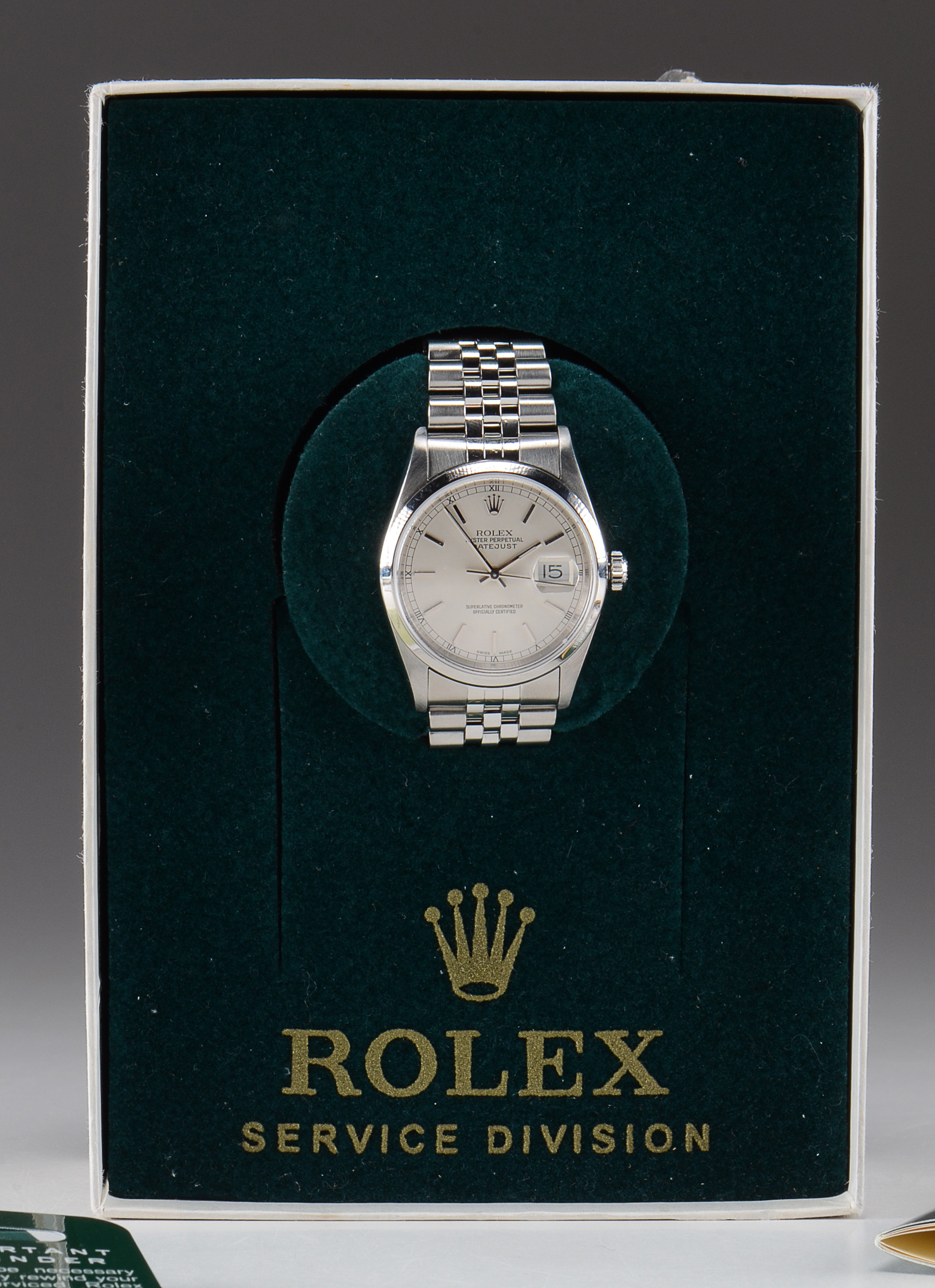 Men's Rolex Datejust Stainless Steel 16200 36mm Silver Index Jubilee Watch