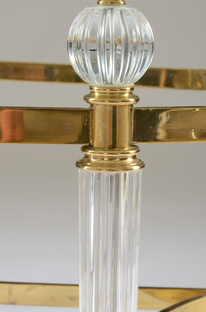 Contemporary Oval Glass Coffee Table on Brass Tone Metal Base