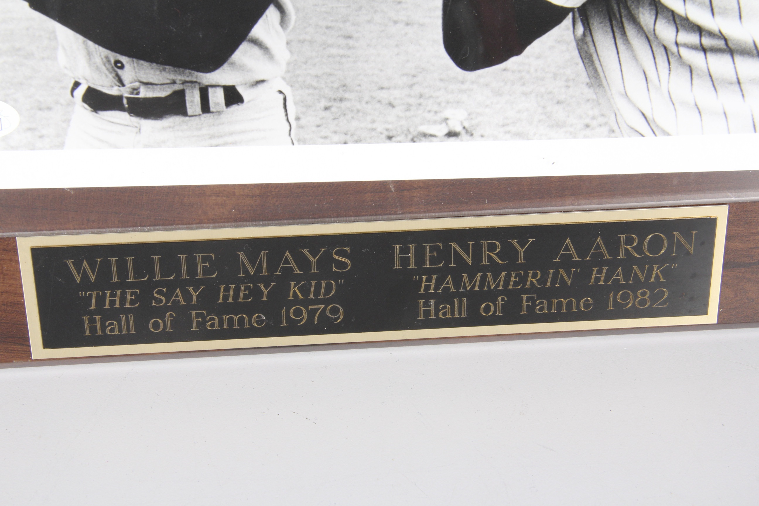 Willie Mays and Hank Aaron Signed Photograph Plaque