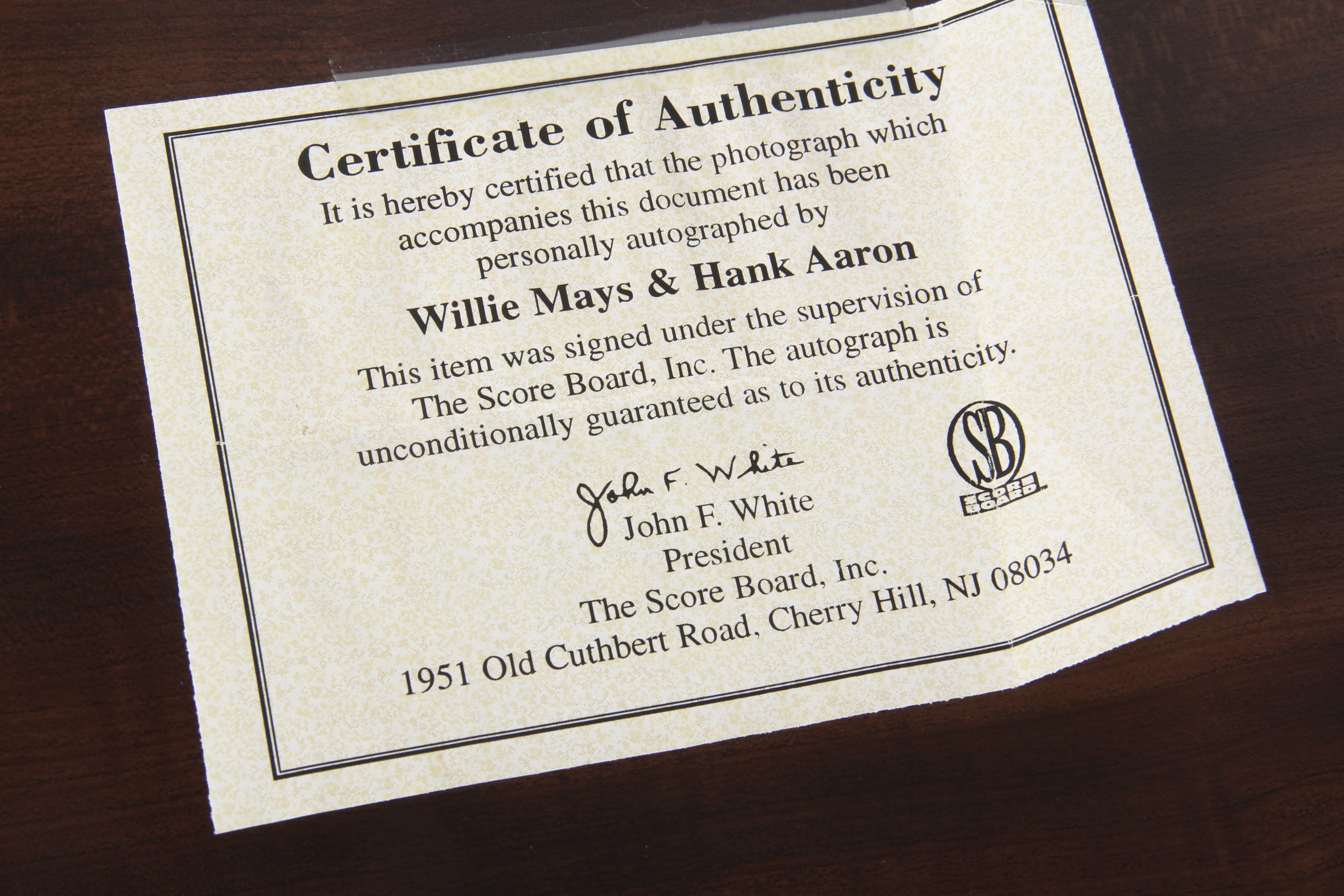 Willie Mays and Hank Aaron Signed Photograph Plaque