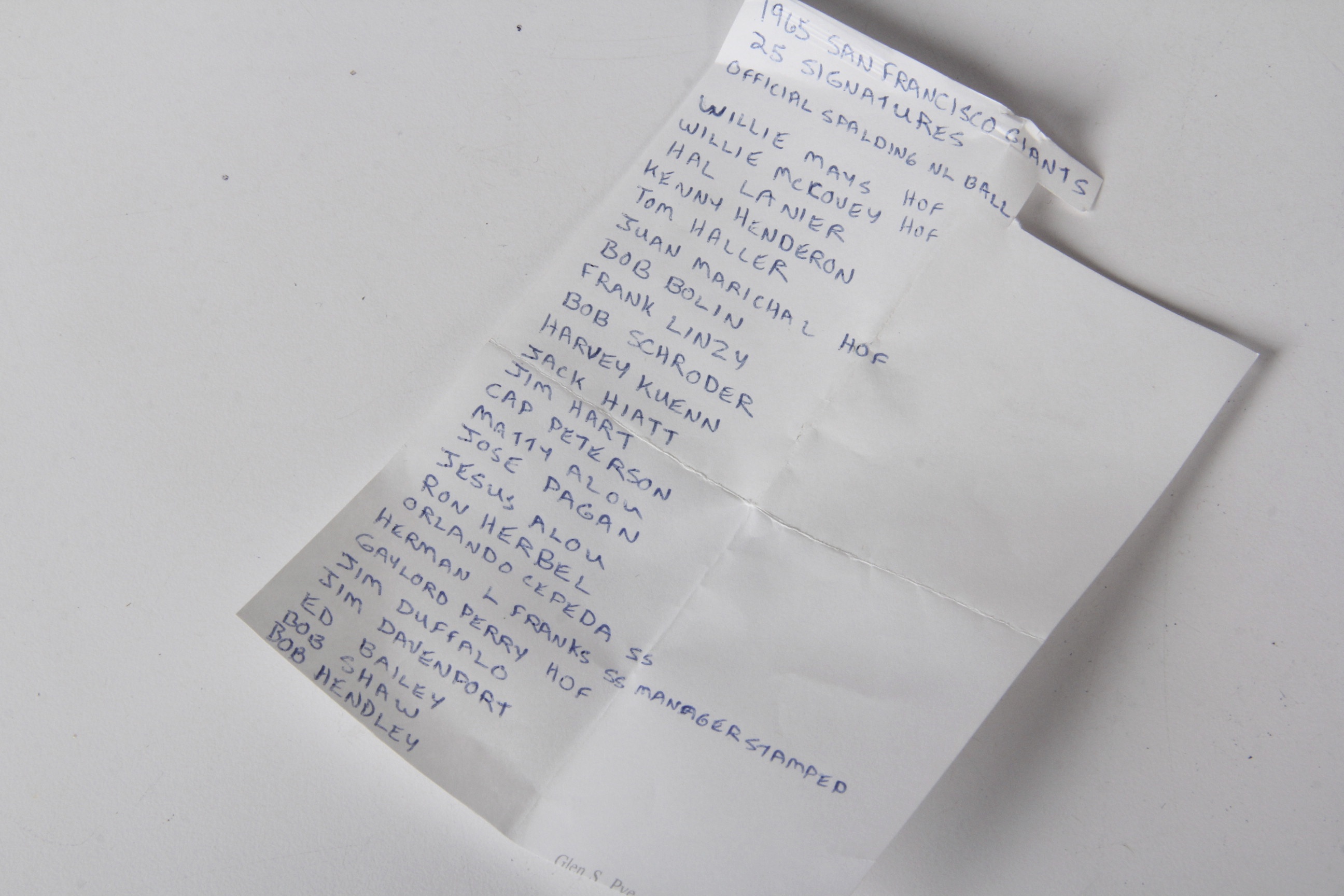 1965 San Francisco Giants Autographed Baseball