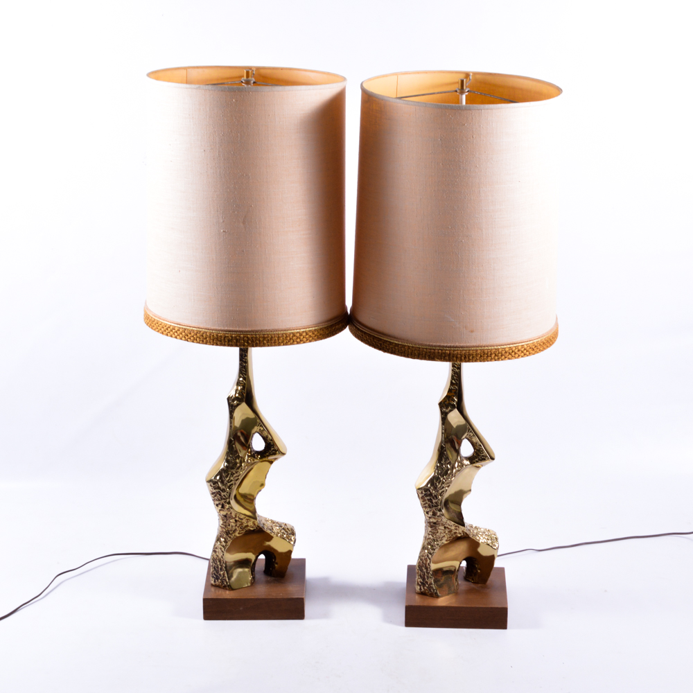 Pair of Gold-Tone Coral-Shaped Table Lamps
