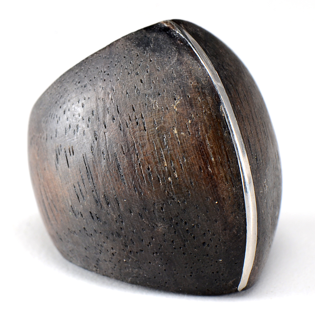 Handmade Wooden Ring with Silver Inlay