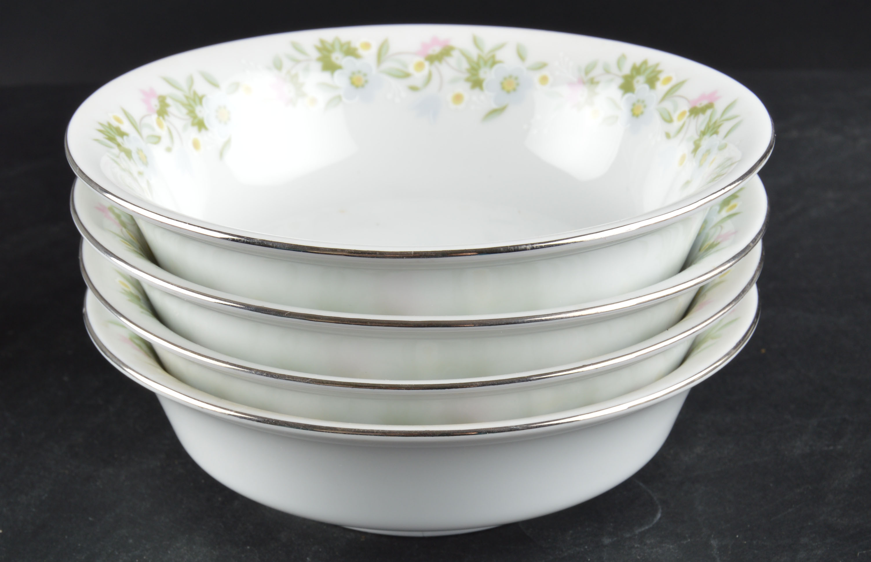 Set of Johann Haviland Floral Silver Trim China