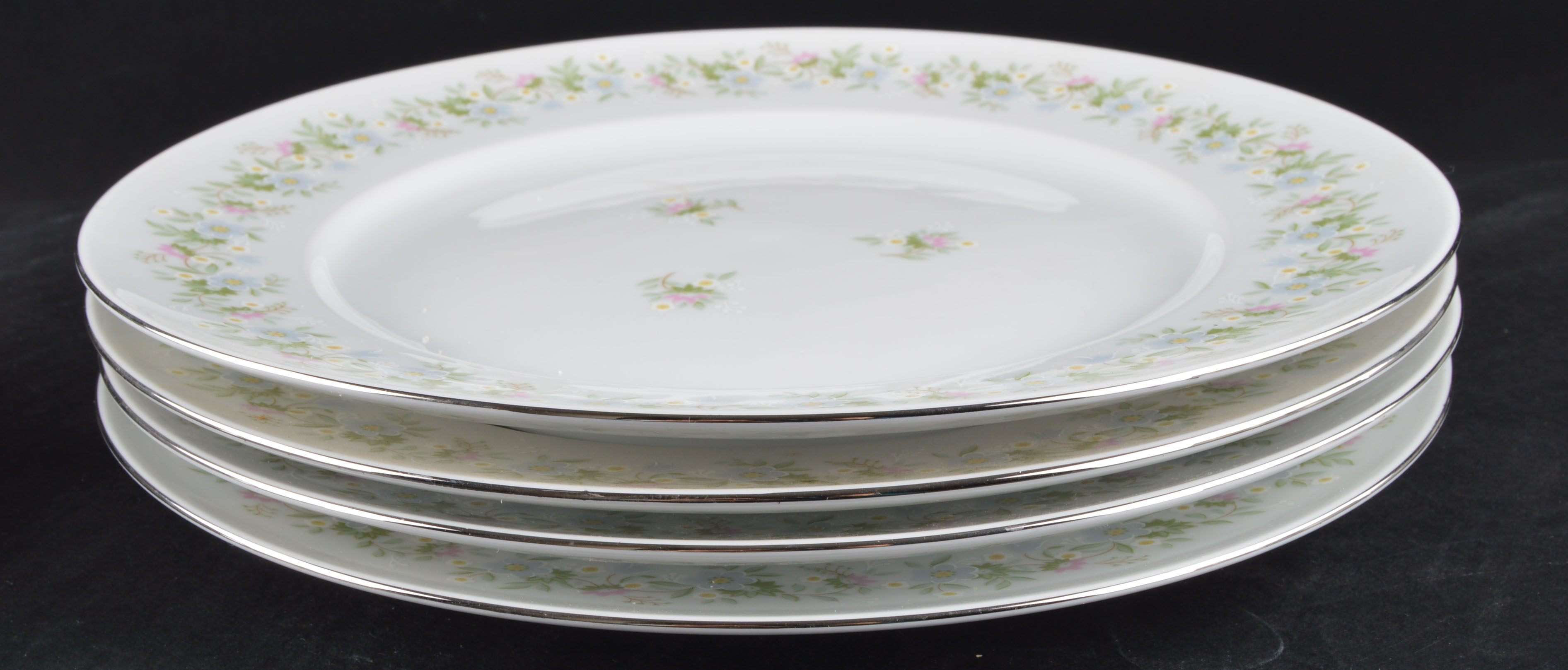 Set of Johann Haviland Floral Silver Trim China