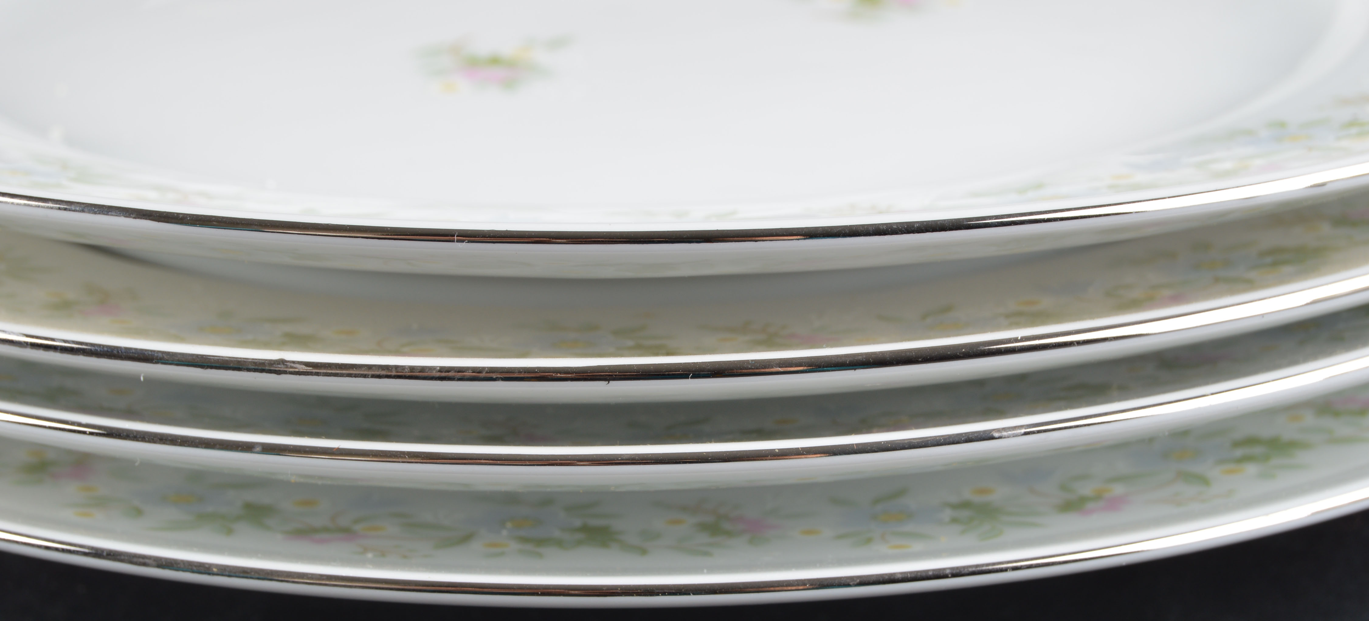 Set of Johann Haviland Floral Silver Trim China