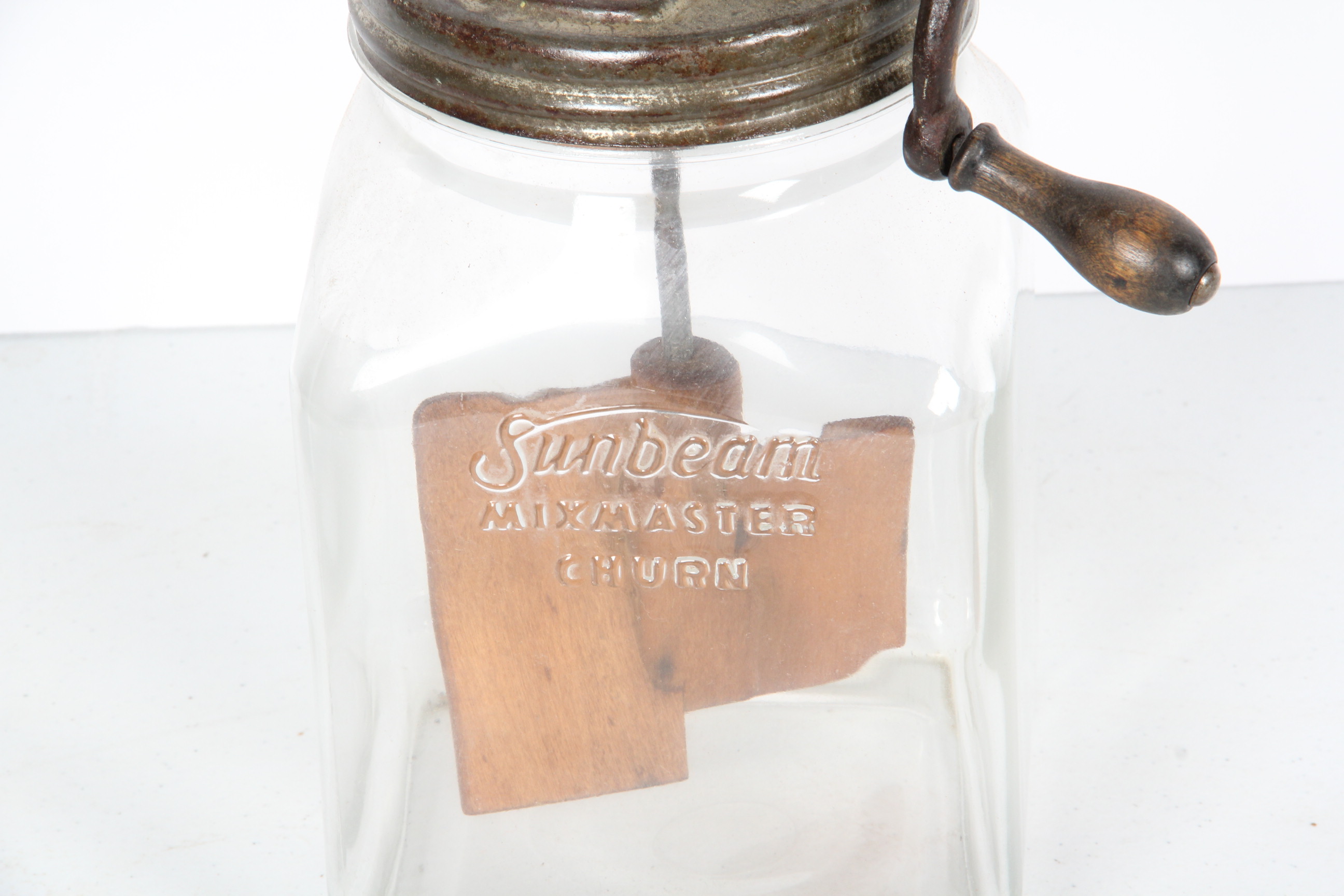 Vintage Dazey Sunbeam Mixmaster Glass Hand Crank Butter Churn