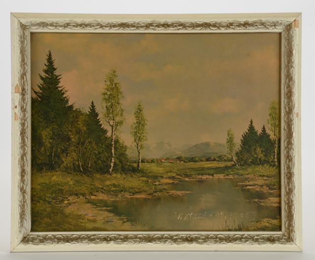 Pair of Offset Lithograph on Board Landscapes