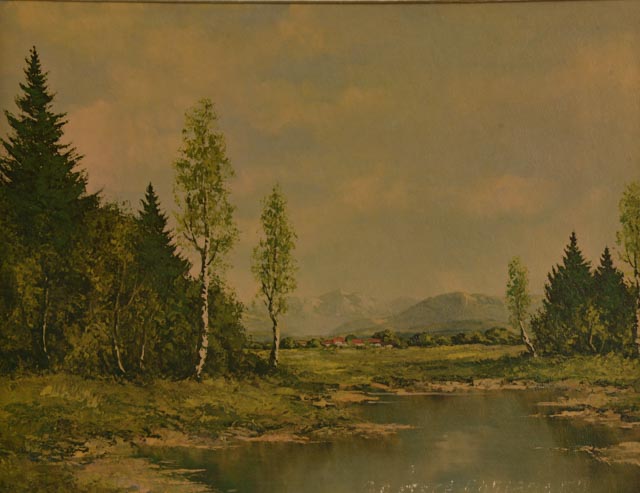 Pair of Offset Lithograph on Board Landscapes